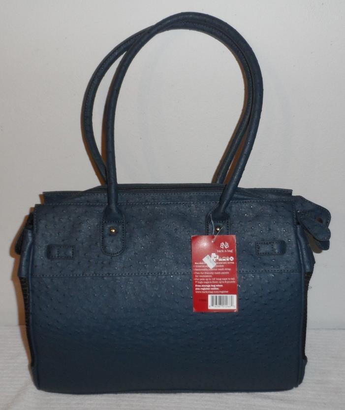 Bark n Bag Embossed blue Wedgwood faux Ostrich Monaco Tote Pet Carrier - NWT NEW