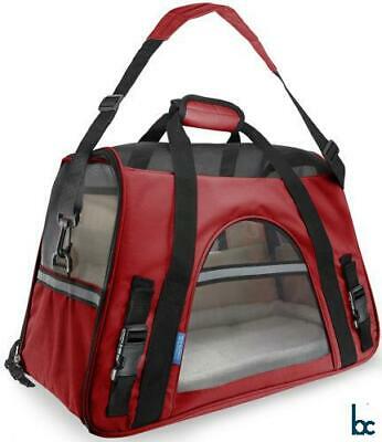 Pet Carrier Soft Sided Large Cat Dog Comfort Crimson Red Travel Bag By BC