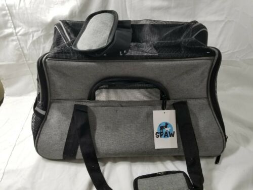 Small Pet Carrier Crate Airplane Travel Bag Under Seat Dog /Cat Gray + by SPAW
