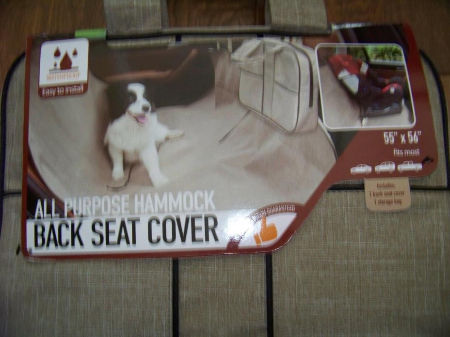All purpose car back seat cover protector hammock cat dog pet  tan