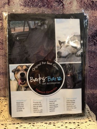 BarksBar Original Pet Seat Cover for Cars  Black WaterProof Hammock Convertible
