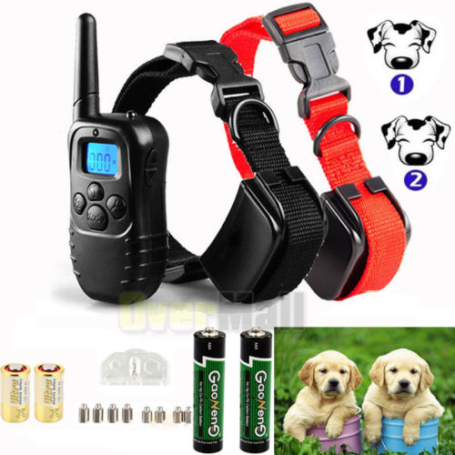 Waterproof 1000Yard 2 Dog Shock Training Collar Pet Trainer W/ Remote 4 Modes US
