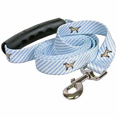Yellow Dog Design Southern Dawg Seersucker Light Blue Leash With Comfort Grip 5'