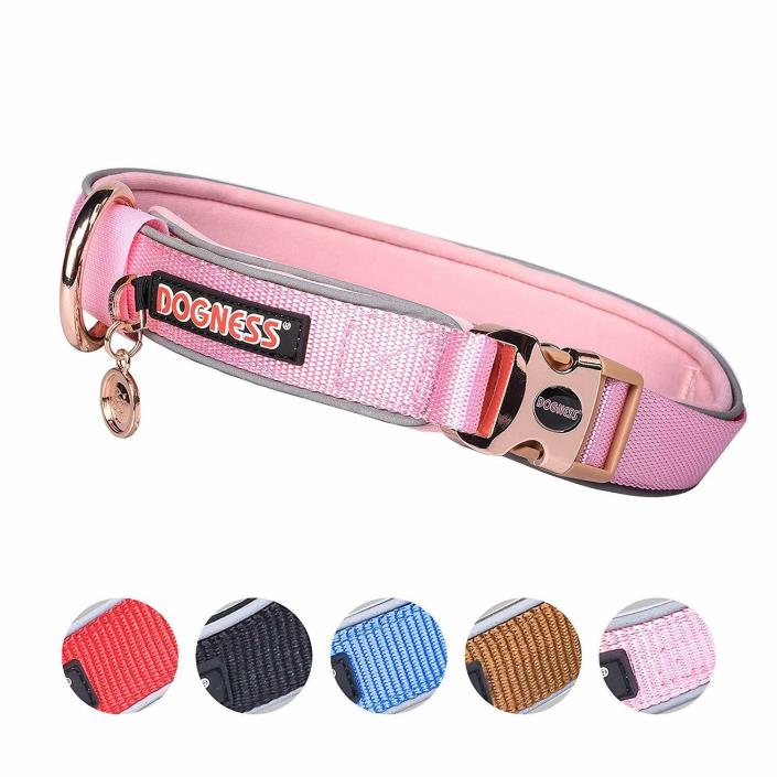 DOGNESS Classic Dog Collar Comfort Soft Neoprene Padded Nylon Pink XS S 8