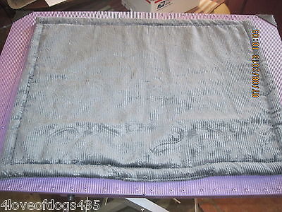 Blue Corduroy Dog Cat Crate Pad Handmade Bed  15 x 20 in