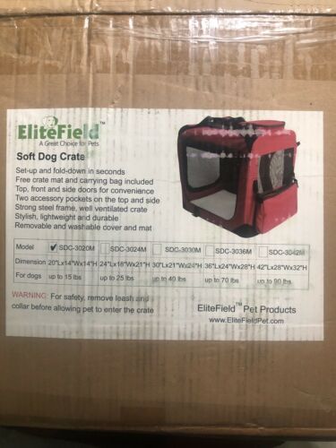 EliteField 3 Door Folding Soft Dog Crate Indoor Outdoor Pet Home 20Lx14Wx14H