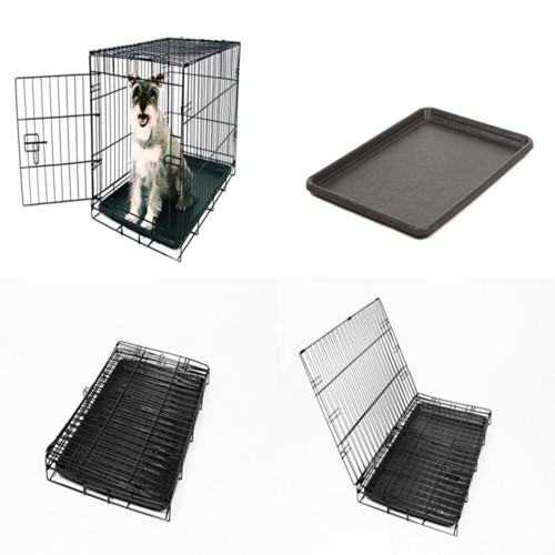 SECURE & FOLDABLE Single Door Metal Dog Crate MEDIUM BLACK Pet Supplies