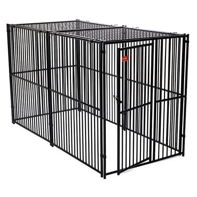 Lucky Dog European Style Modular Kennel with Predator Top, Black Powder Coat,