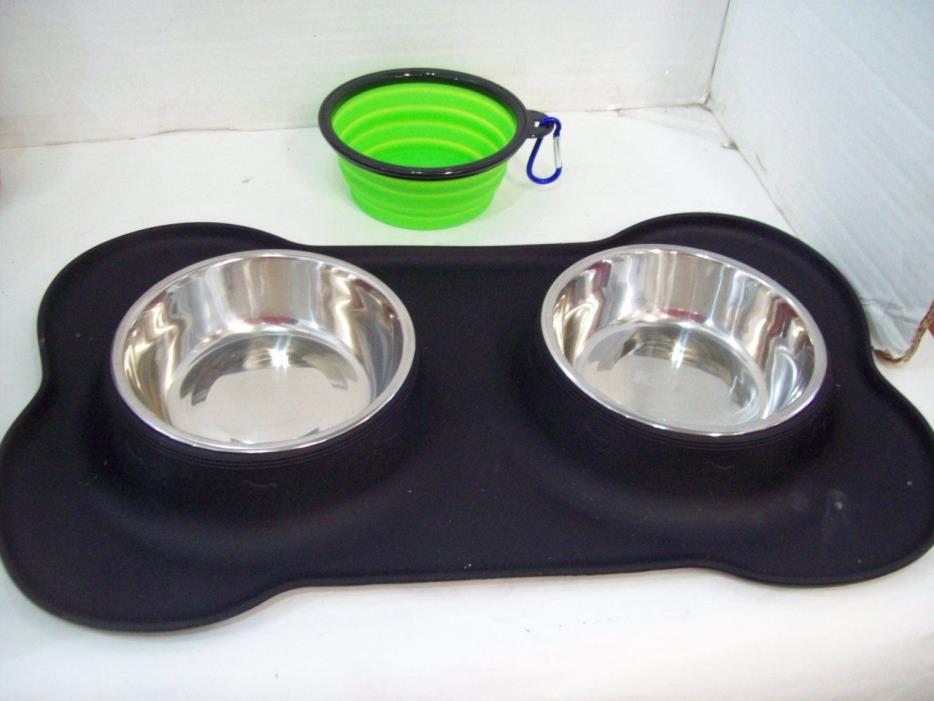KEKS Set of 2 Stainless Steel Bowls with Non-Skid & No Spill Silicone Stand P3