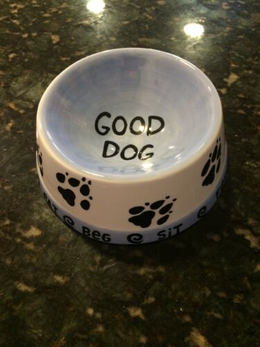 OUR NAME IS MUD LORRIE VEASEY CERAMIC DOG BOWL DISH- GOOD DOG- NEW