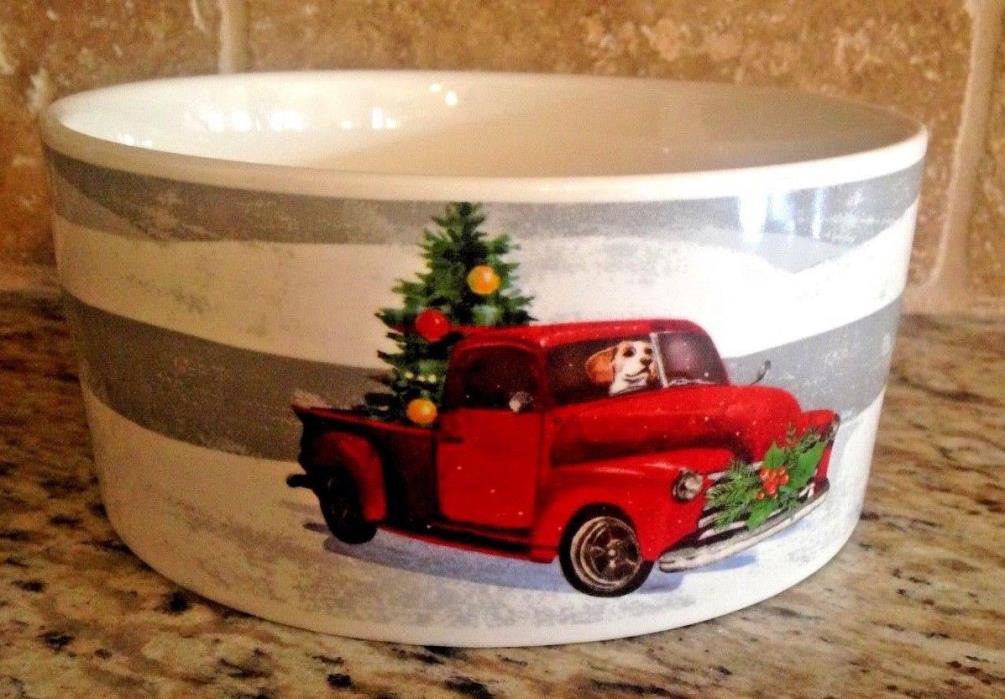 Magenta Dog Bowl Season's Greetings BRAND NEW! Truck Rae Dunn Christmas