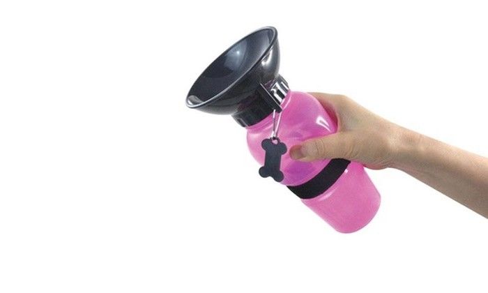 2 in 1 Pet Water Bottle and Bowl Pink