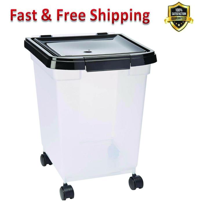 Pet Food Container Nesting Airtight Snap Lock Latch 4 Wheels for Easy Mobility