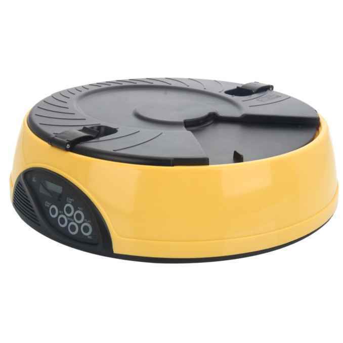 Dog Cat Automatic Pet Feeder Yellow Durable Portable Convenient Practical Mini
