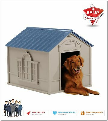Suncast DH350 Deluxe Weatherproof Snap Together Resin Large Dog House, Gray New