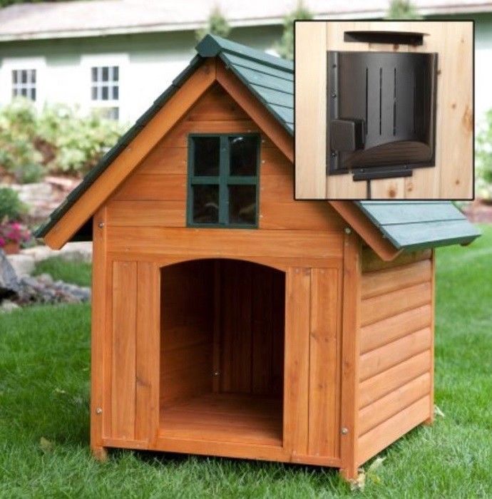 Heated Dog House Large A Frame Wood Pet Shelter Warm Electric Heater Outdoor