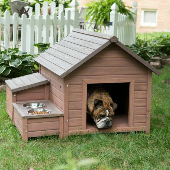 A-Frame Dog Includes Food Bowl and Storage Compartment Outdoor Kennel Shelter