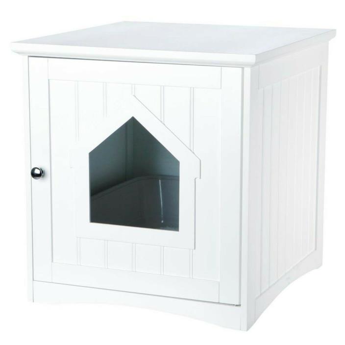 TRIXIE Pet House Litter Box 19.25 in. x 20 in. Back Panel Holes Wood Finish