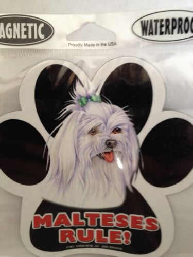 Car Magnet Paw Print Design Malteses Rule! Waterproof & Made In The Usa!