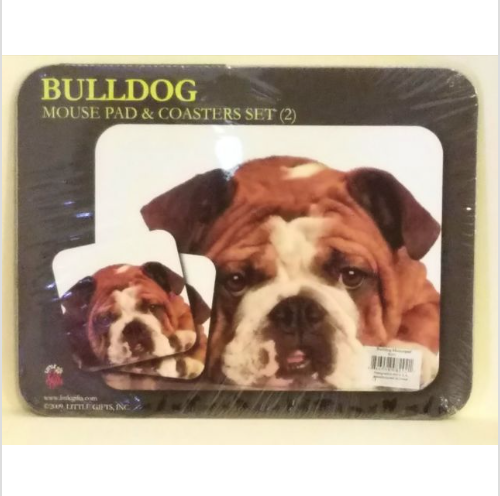 New! Little Gifts English Bulldog Mouse Pad and Set of 2 Coasters