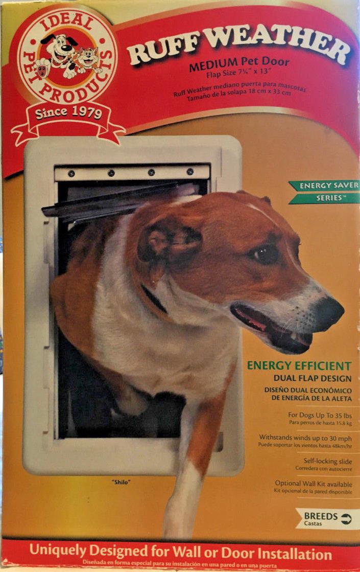 Ruff Weather Medium Dog Pet Door Dual Flap for Wall or Door Up to 35 Lbs. - New