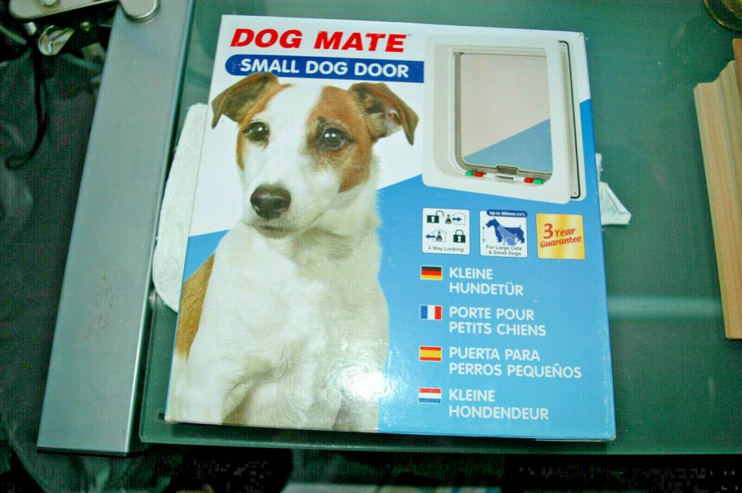 Pet/Dog Mate 4 Way Locking Small Dog / Large Cat White Catflap Dog Door 221WD