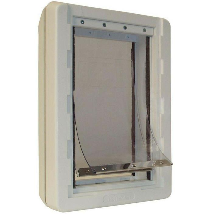Ideal Pet Frame Door 9.75 in. x 17 in. Magnetic Dual Flaps Plastic Cream White