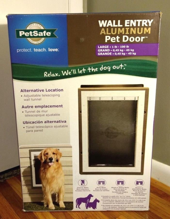 *NEW in BOX* PetSafe Wall Entry Aluminum Pet Door - Large Flap Opening 1-100#