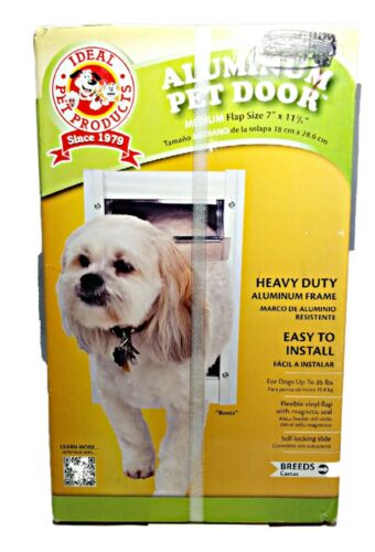 New Heavy Duty Aluminum Pet Dog Door Medium 35 lbs Magnetic Ideal Pet Products.