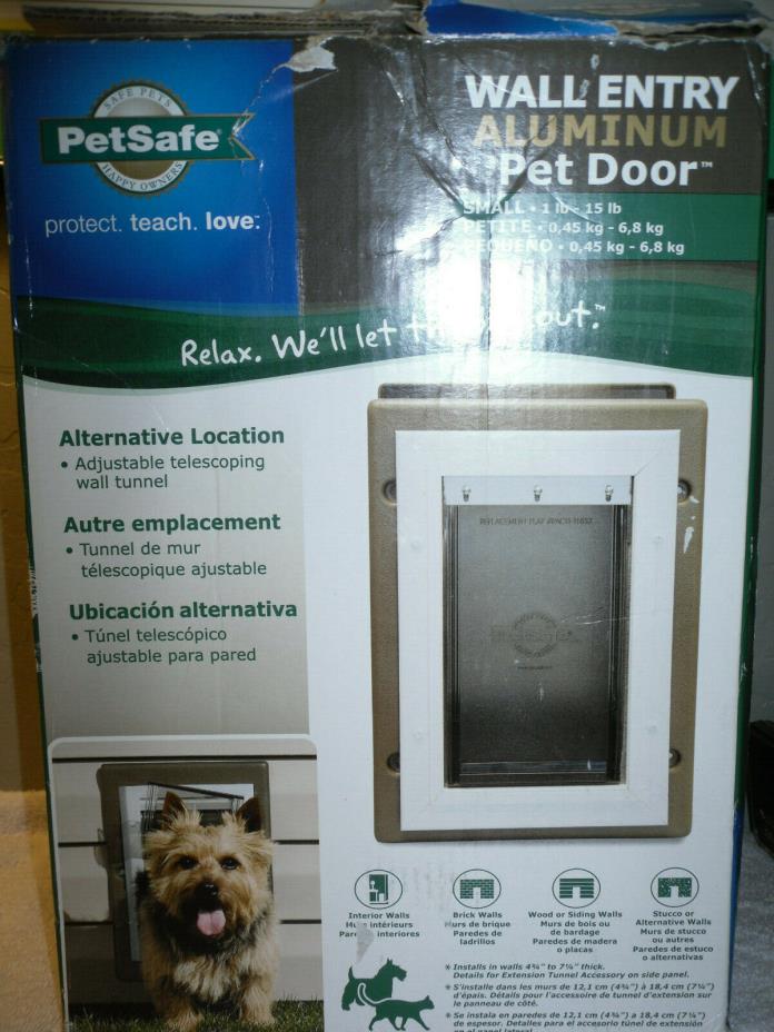Telescoping Aluminum Wall Entry Pet Door Small Pets Safe Home New