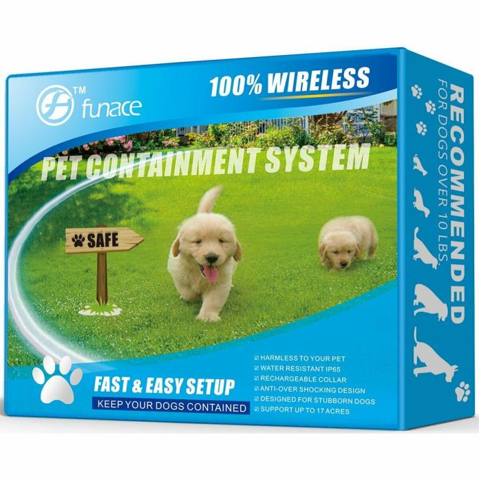 Wireless Pet Fence - Free to Roam Wireless Containment for Dogs - Rechargeable &