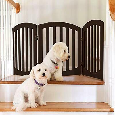 Free Doors Standing Wood Dog Gate, Step Over Pet Fence, Foldable, Adjustable -