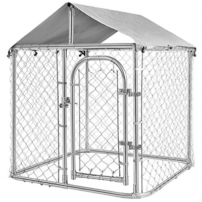 Uptown Dog Kennel, Heavy Duty Galvanized Chain Link Kennel with UV and Water - H