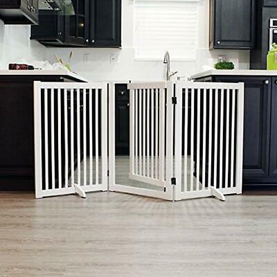 Freestanding Gates & Doorways Wood Pet With Walk Through White, 66-Inch Width,