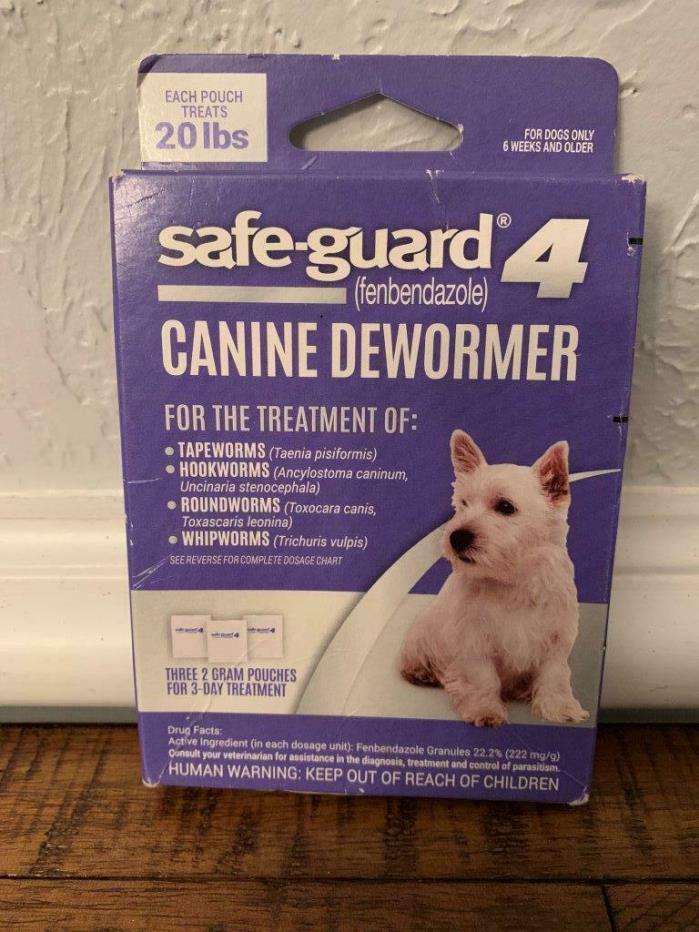 Excel 8in1 Safe-Guard 4 Canine Dewormer for Dogs 3-Day Treatment Exp 12/2019 New