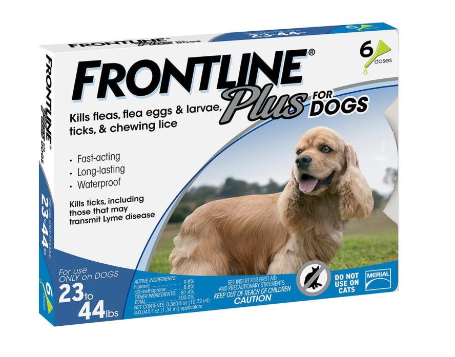 FRONTLINE Plus for Dogs Medium Dog (23-44 lbs) Flea and Tick - 6 Doses
