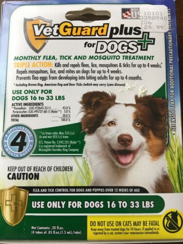 VetGuard Plus Flea & Tick 4 month supply for Medium Dogs 16-33 lbs.