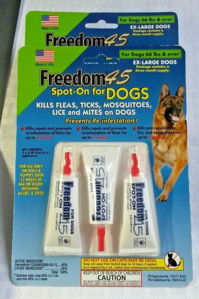 Freedom 45 'Spot on' for extra large dogs 66 lbs.+, 6 mo. supply!