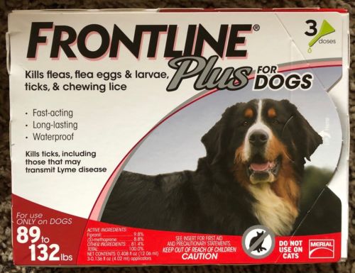 FRONTLINE PLUS FOR DOGS 89 To 132 Lbs BRAND NEW FACTORY SEALED 3 DOSES