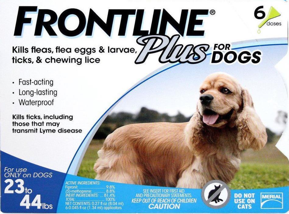 Frontline Plus for Dogs 23 - 44 lbs - orange 4 MONTHS Open Box