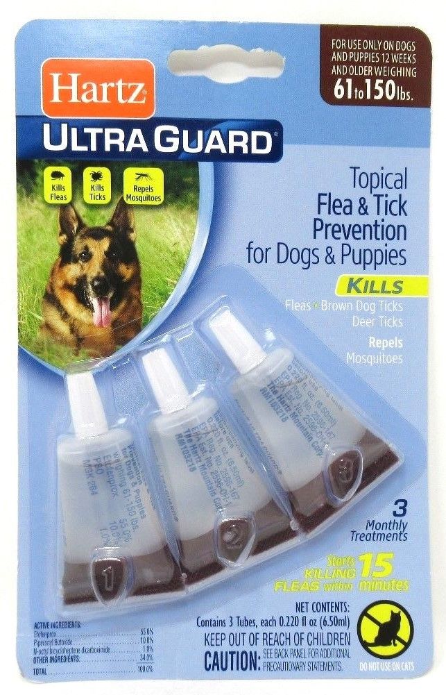 Hartz UltraGuard Flea And Tick Drops For Dogs Puppies 61-150 lbs 3 Month Supply