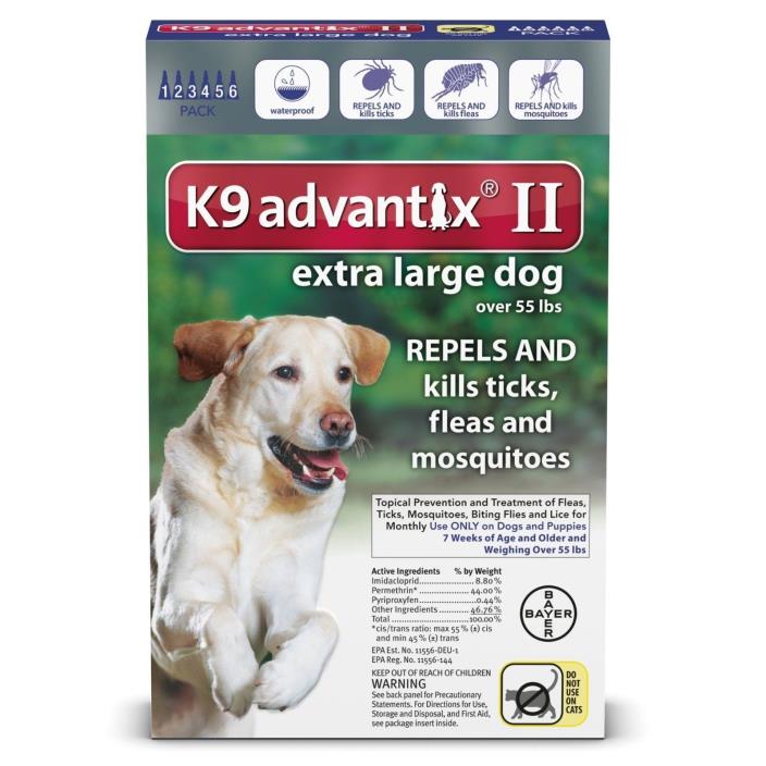 K9 Advantix II Flea and Tick Control Treatment for Extra Large Dogs (6 doses)
