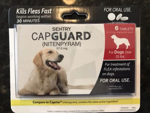 Sentry Capguard Oral Flea Tablets for Dogs (over 25 lbs) 6 Tabs Exp.01/2020