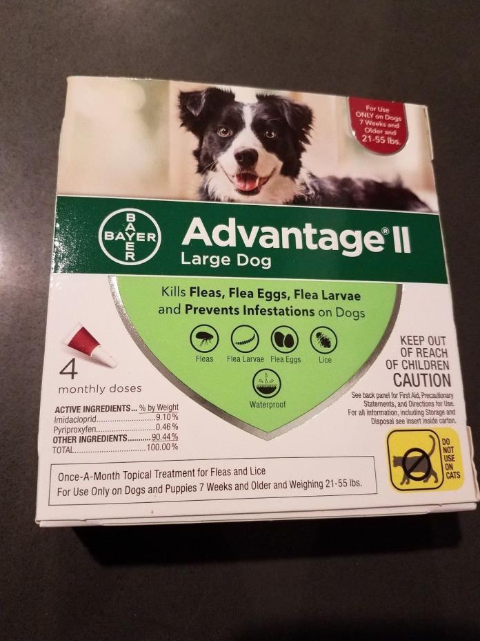Bayer advantage ii for large dogs 21-55 pounds four months application