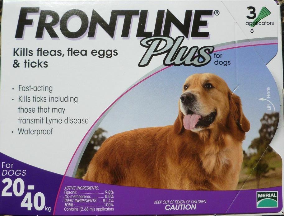 Frontline Plus (3-Pack  3 Months) PURPLE for Dogs 45-88 lbs 20-40KG NIB