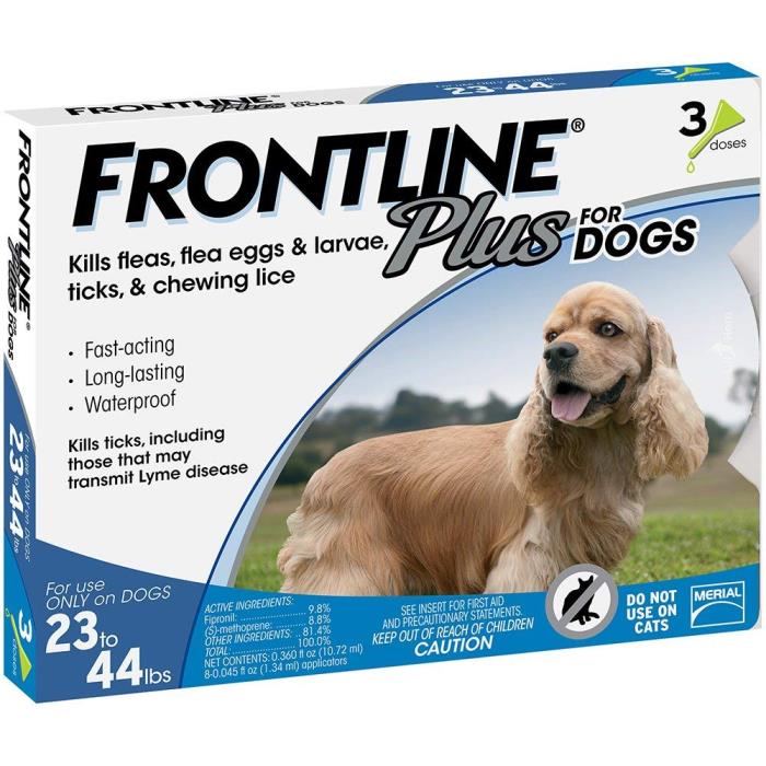 Frontline Plus for Dogs 23-44 lbs 3 Pack