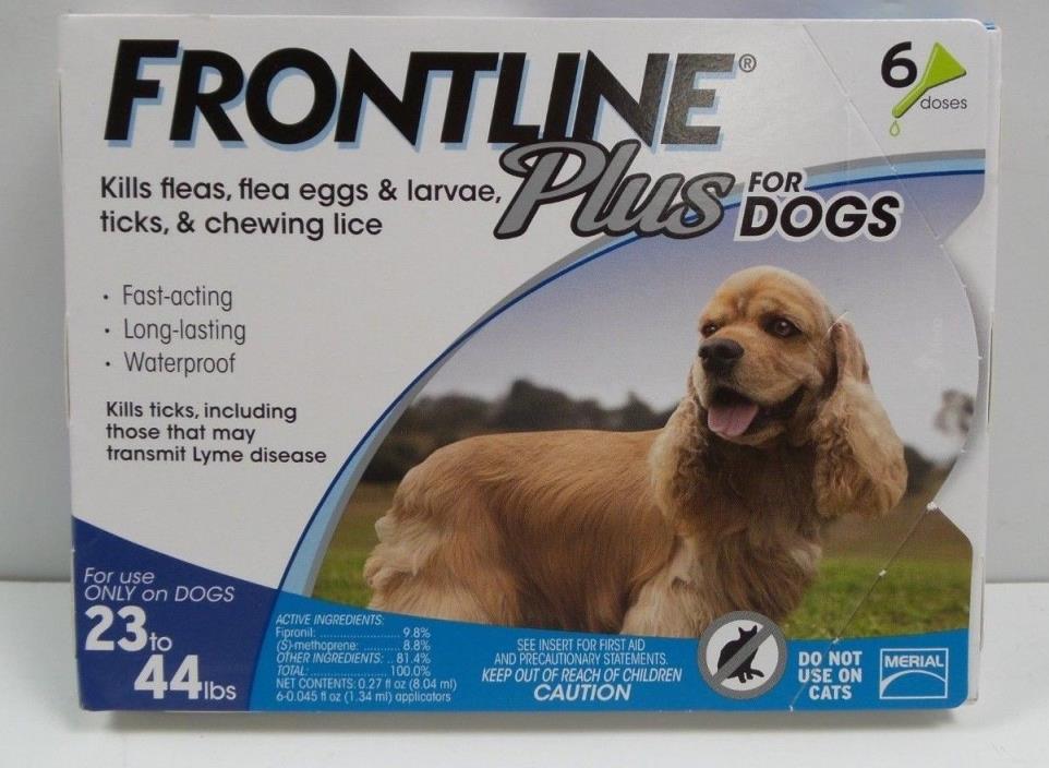 Frontline Plus Flea and Tick Control for Medium Dogs, 23 to 44 lbs, 6 Doses NEW