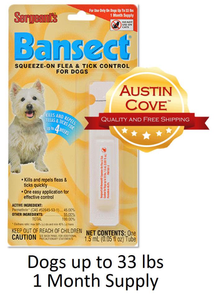 Sergeants Bansect Squeeze On Flea & Tick Control for Dogs - Under 33 Lbs