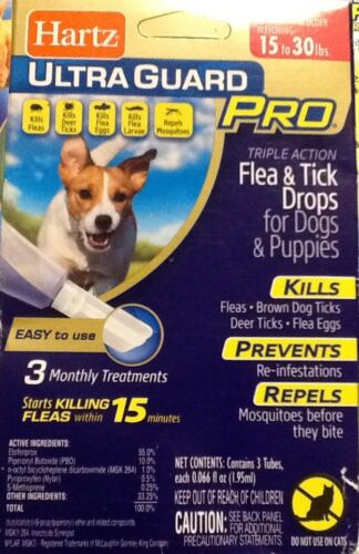 Hartz Ultra Guard Pro Triple Flea & Tick Drops Dogs & Puppies 15-30 lbs 3 month