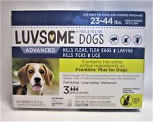 Luvsome Dogs Kills Fleas Ticks and Lice 23-44 lbs 3 Applications Free Shipping